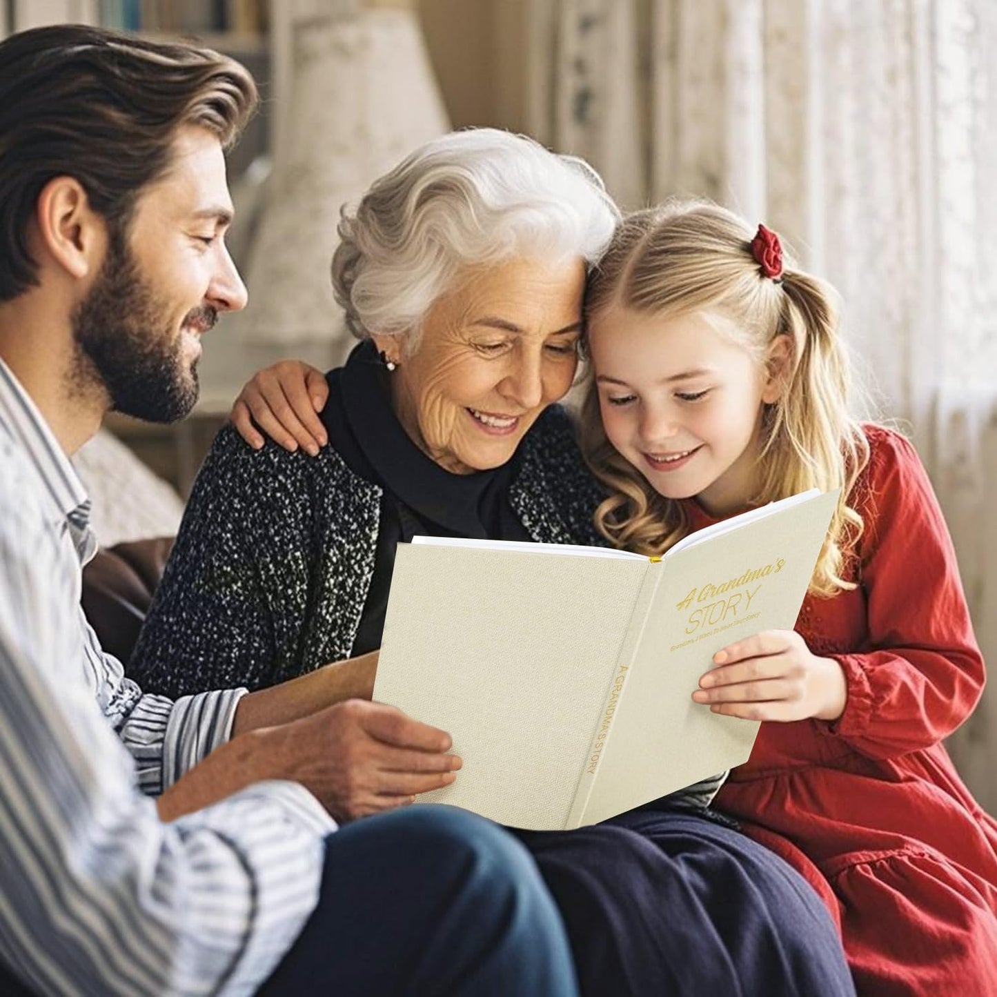 Artmag Grandma's Life Story Journal Family Keepsake Book Linen Hardcover for Grandma to Share Her Memories, with 250+ Prompt Questions Gift for Birthday Mother's Day Christmas (Beige)