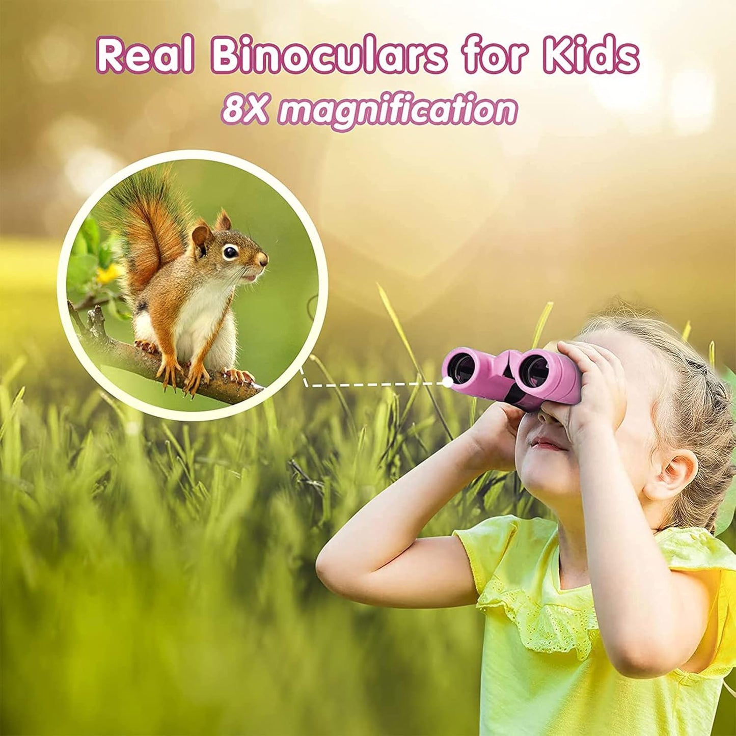 Binoculars for Kids,Compact Kids Binoculars 8x21 High-Resolution for Bird Watching, Camping, Exploration, Hiking, Hunting, Sports Events and Safari Park Gifts for 3-12 Year Boys Girls