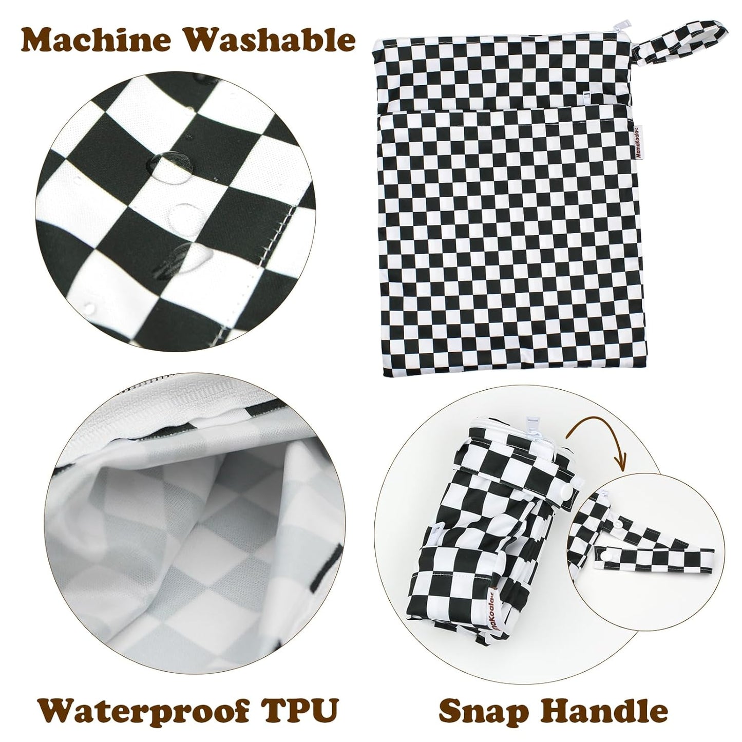 Mama Koala Waterproof Wet Dry Bags for Baby Items, Cloth Diapers, Swimsuits, Travel, Gym Clothes, Beach, Pump Parts, Toiletries, Two Zippered Pockets, 2 Pack (W021)