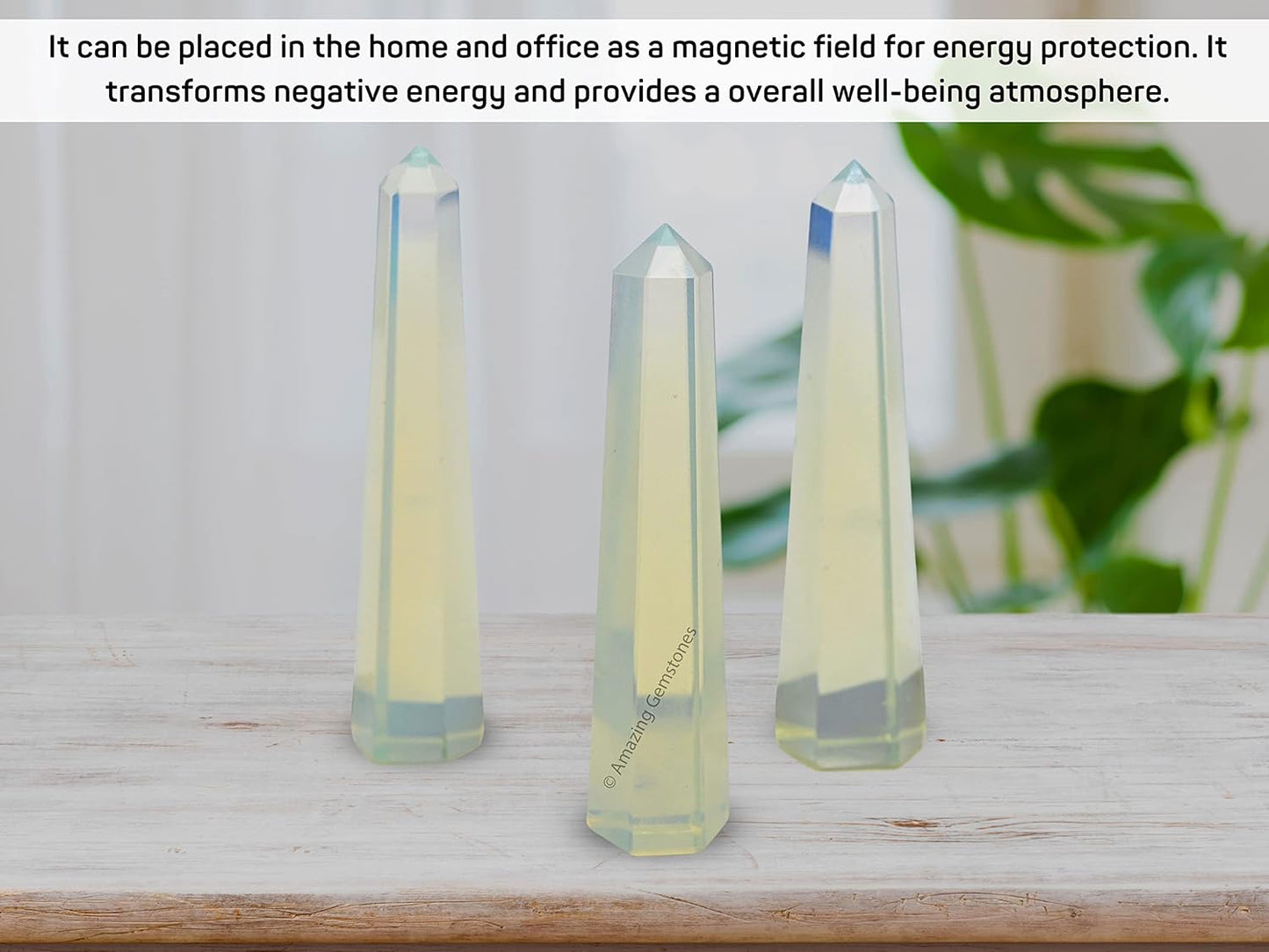 Amazing Gemstone Opalite Crystal Towers ~ Natural Healing Crystal Point Obelisk for Reiki Healing and Crystal Grid (3- Inch)