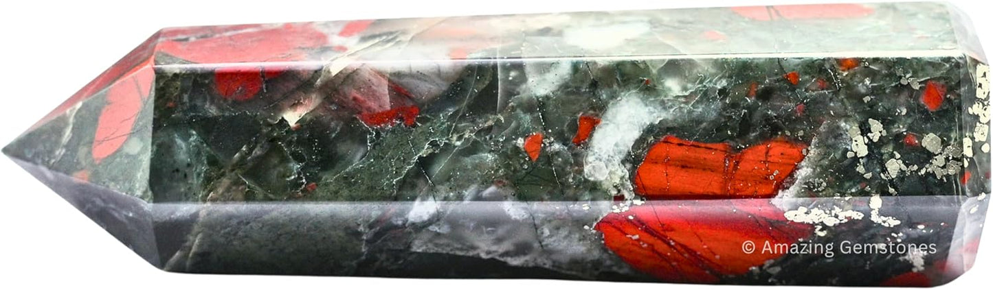 Amazing Gemstone Large African Bloodstone Crystal Towers ~ Natural Healing Crystal Point Obelisk for Reiki Healing and Crystal Grid (5.5" to 6" Inch)