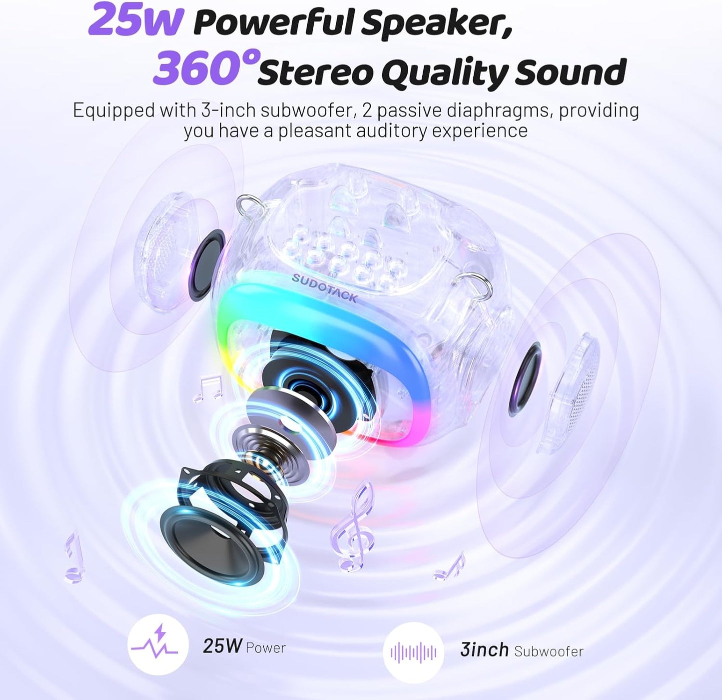 SUDOTACK Mini Karaoke Machine for Kids, Portable Bluetooth Karaoke Speaker with 2 Wilreless Microphones with LED Lights, Birthday Kids Toys Gifts for Girls 4, 5, 6, 7, 8, 9, 10 +Year Old-Purple(KM100)