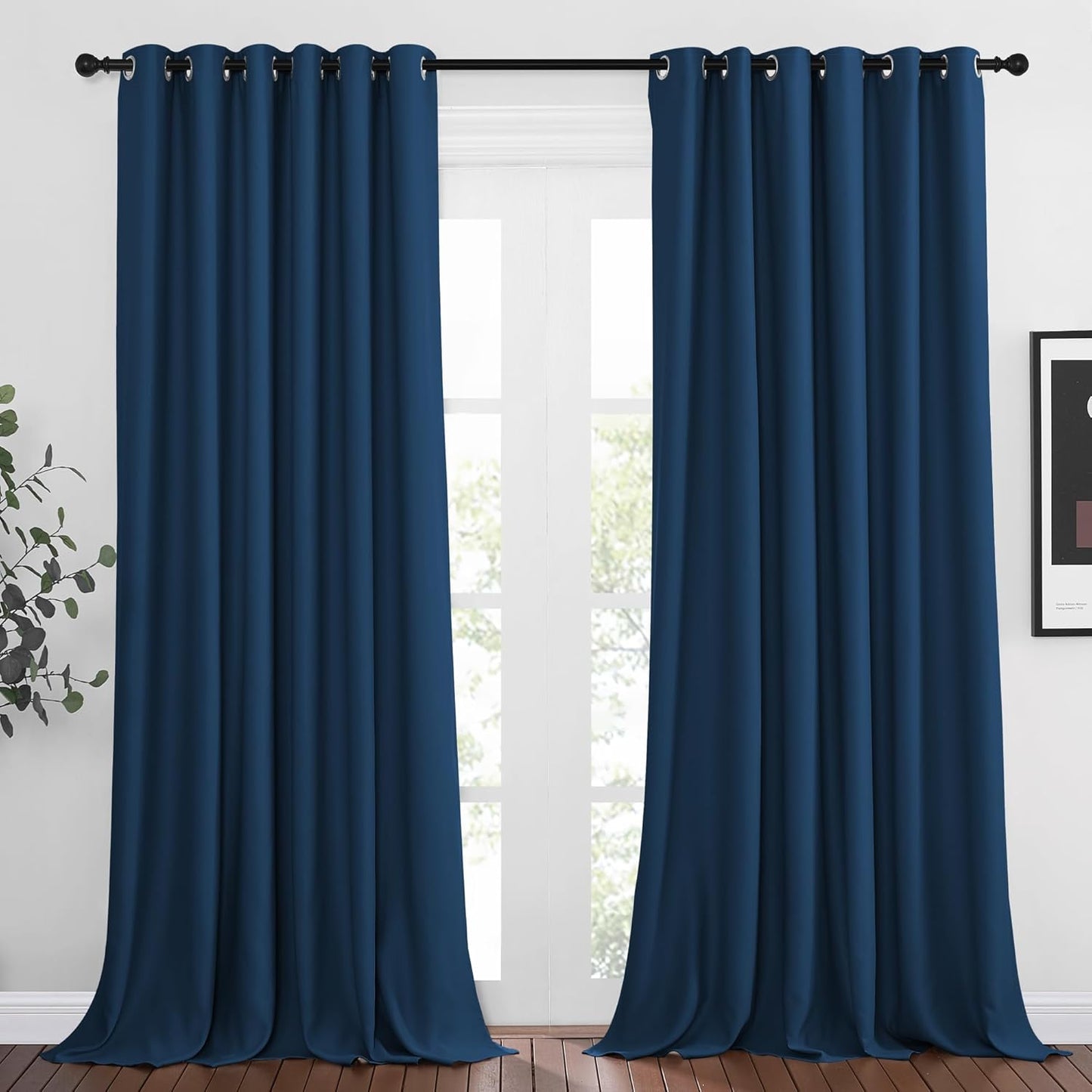 NICETOWN Light Reducing Grommet Curtains - Triple Woven Textured Soft Curtain Panels for Living Room Window Treatment Drapes for Sliding Door (W80 x L108, Moroccan Blue, 2 Pieces)