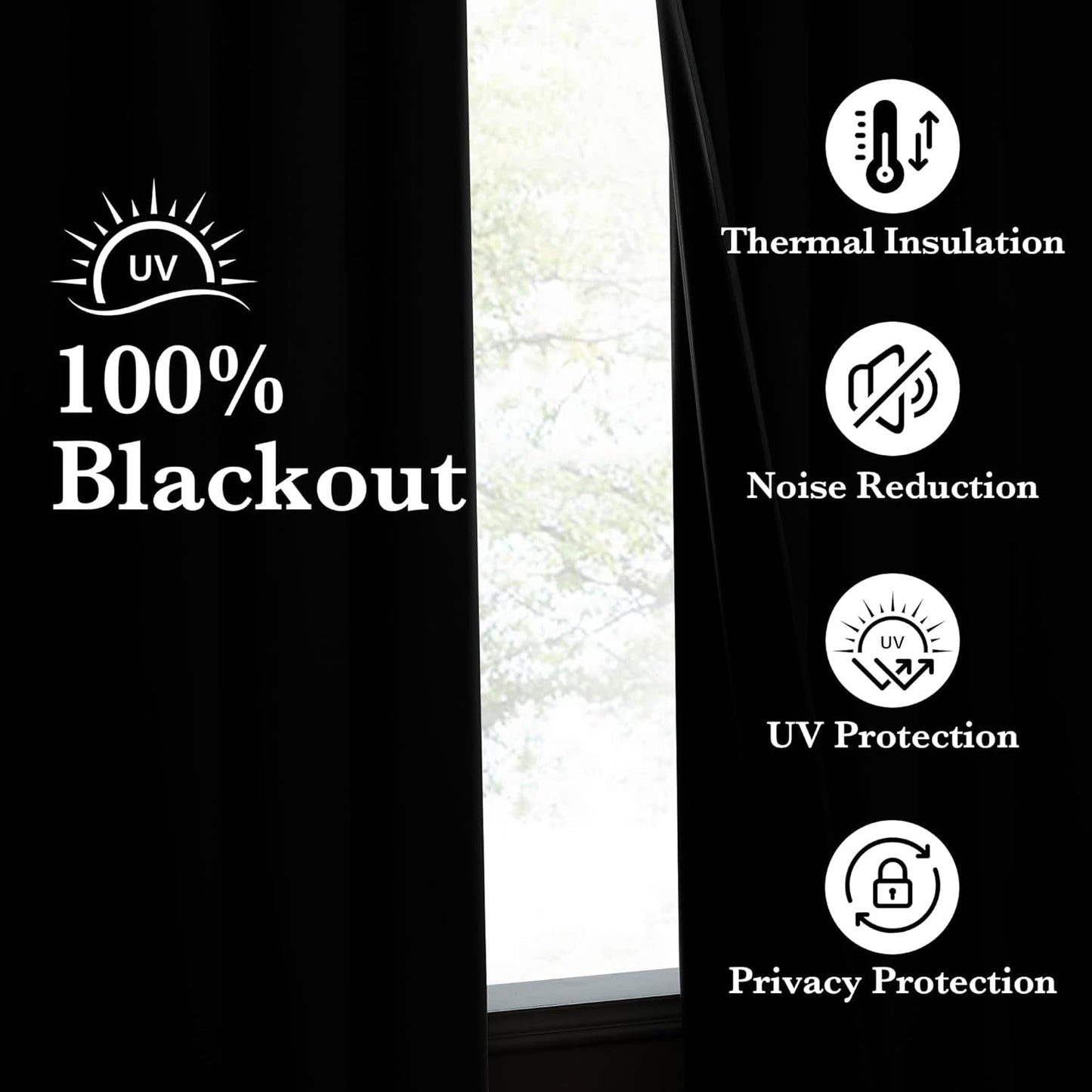 NICETOWN 100% Blackout Curtains 72 inch Long, Grommet Travel Blackout Curtains Thermal Window Treatments Lightweight Easy to Install for Baby/Kids Room, Jet Black, W52 x L72, 2 Panels