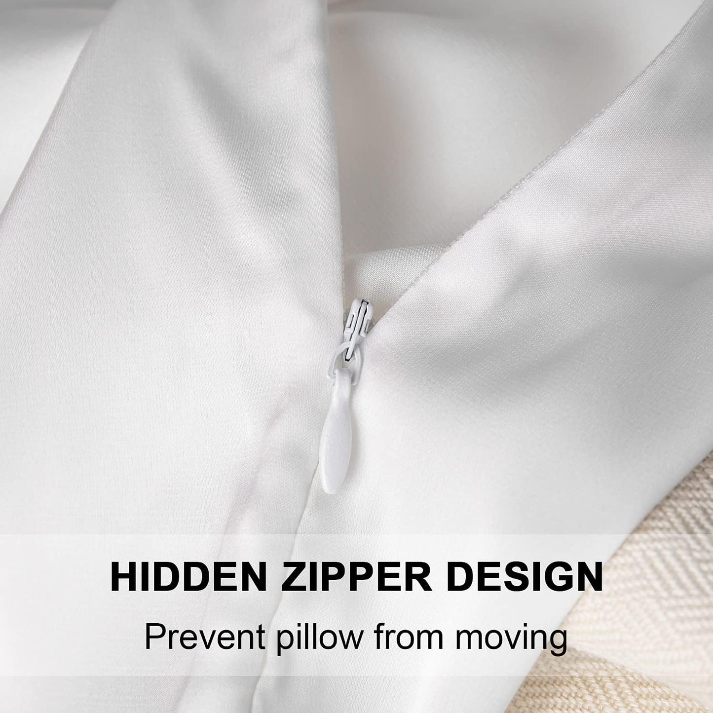 Mulberry Silk Pillowcase for Hair and Skin,Standard Size Cooling Silk Pillow Case with Hidden Zipper,Allergen Proof Dual Sides Soft Breathable Smooth Silk Pillow Cover for Women(Standard,White)