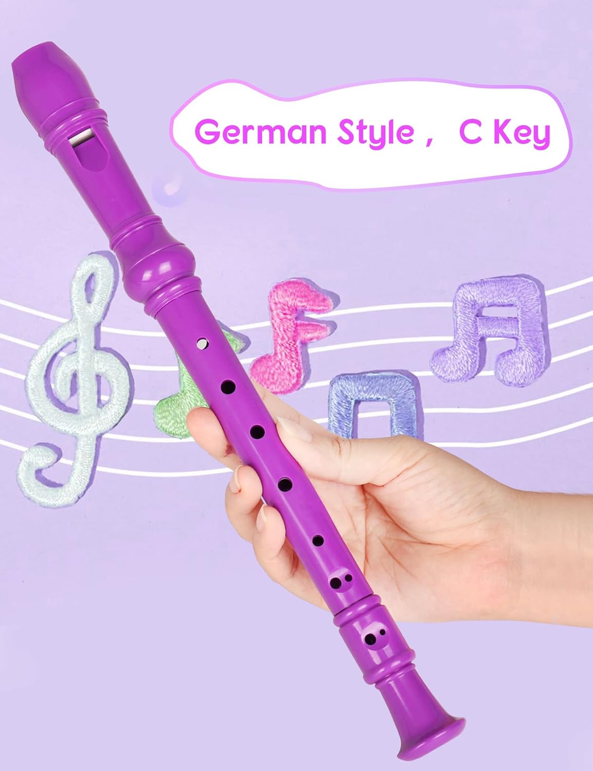 Mr.Power Soprano Recorder C Key 8 Hole German Fingering Clarinet ABS Music Flute Present for Beginner Graduation School Education Family (Purple)