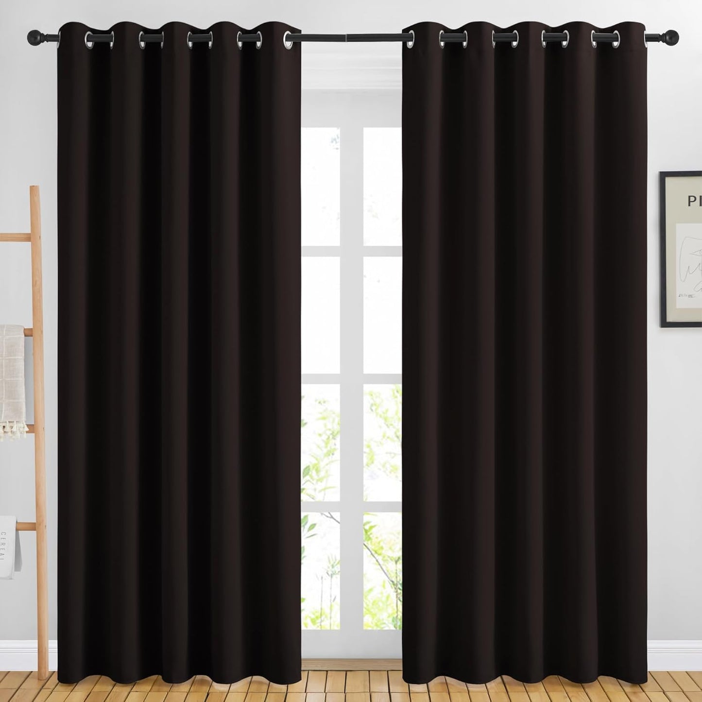 NICETOWN Blackout Curtain Panels 84 inches - Light Reducing Thermal Insulated Solid Grommet Blackout Curtains/Panels/Drapes for Living Room (Set of 2, 66 inches by 84 Inch, Toffee Brown)