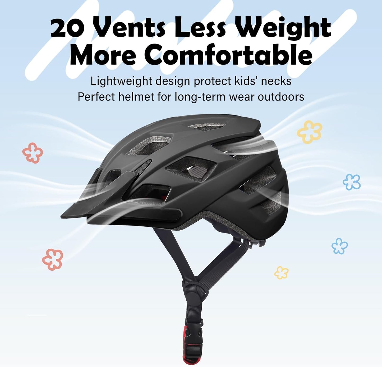 Kids Bike Helmet, 2 Size Adjustable for Youth Toddler Boys & Girls 3-5-8-10-12-14 Years, Child Helmets with Visor for Skating Cycling Scooter