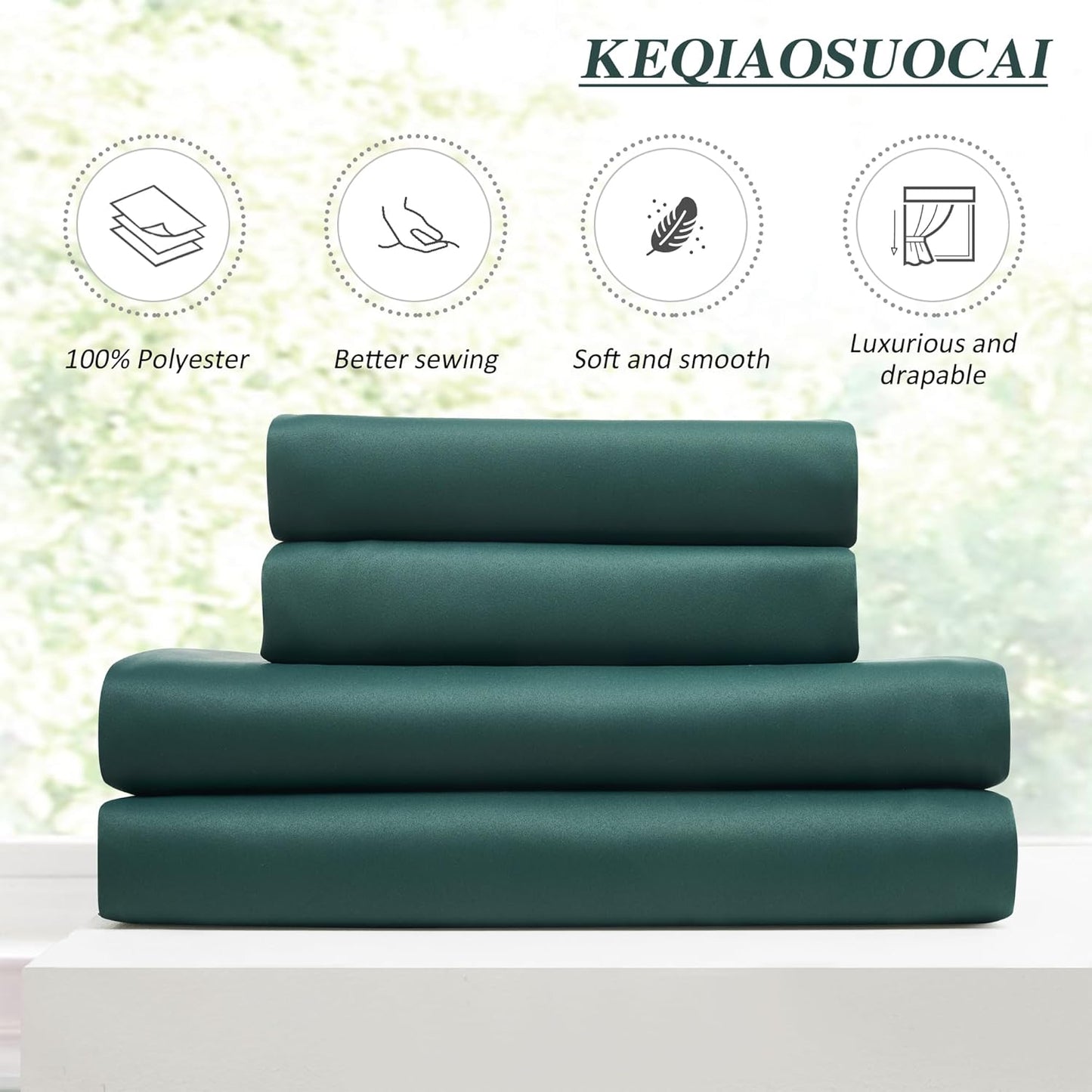KEQIAOSUOCAI Emerald Hunter Green Curtains 102 Inches Long 2 Panels Set, Custom Viral Pleat Curtain with Hooks, Pinch Pleated Drapes for Living Room Bedroom,40 Wide x 102 Inch Lenth