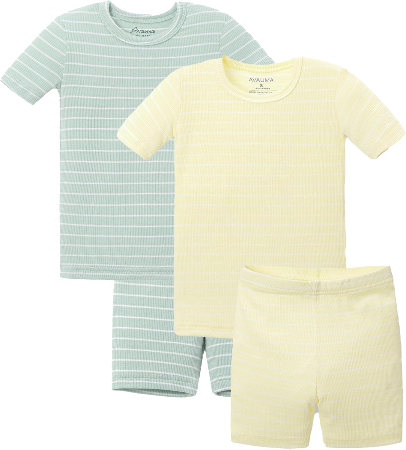 AVAUMA Stripe Pattern Baby Boys Girls Pajama Set Kids Toddler Snug fit Ribbed Sleepwear pjs for Daily Life Style