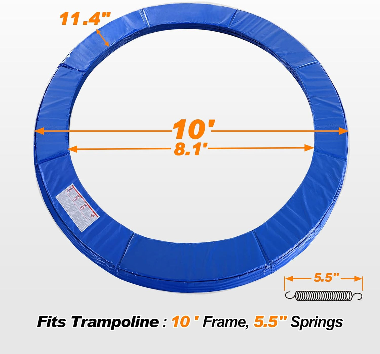 ExacMe Trampoline Pad Replacement 16 15 14 13 12 10 8 Foot, Waterproof Safety Spring Cover Round Frame Pad, No Hole for Pole