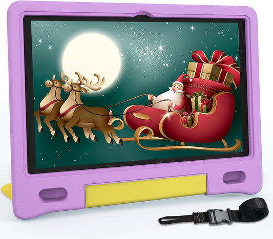 Tablet for Kids 10.1 inch Android 14, 8GB+64GB(TF 1TB) 6000mAh Kids Tablet WiFi6 Parental Control,Face Unlock, 1280 * 800 HD Screen (Purple)