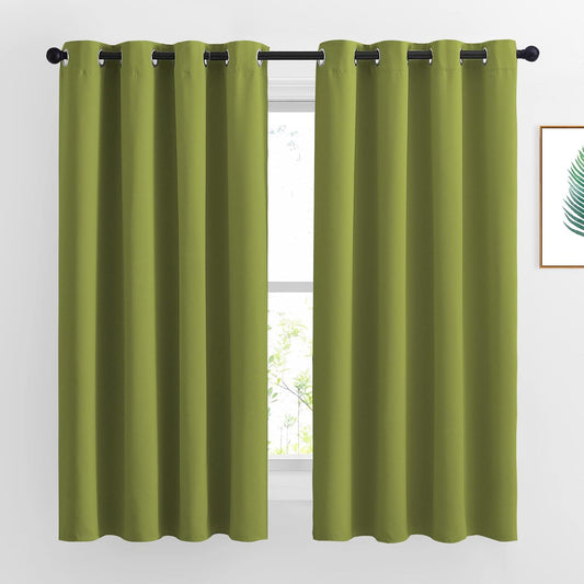 NICETOWN Fresh Green Curtain Panels for Living Room - Window Treatment Thermal Insulated Solid Grommet Vertical Drapes Window Treatments for Bedroom (Fresh Green, Set of 2, 46 by 63 Inch)
