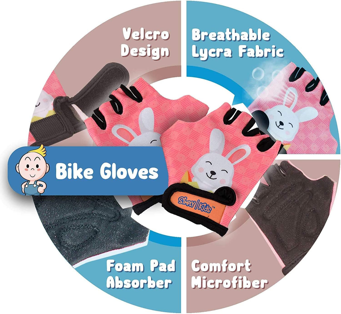 Soft-Style Kids Knee and Elbow Pads with Bike Gloves, Flexible Impact-Resistant Gear for Ages 2-11, Designed for Balance Bikes, Roller-Skating, and Skateboarding