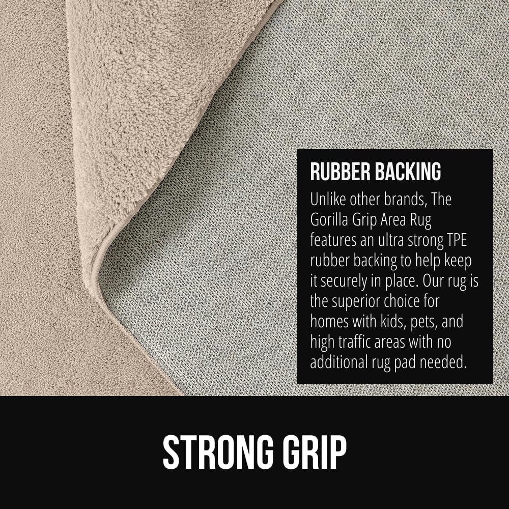 GORILLA GRIP Ultra Soft Washable Area Rug, Stain and Slip Resistant Plush Thick Carpet for Bedroom Living Room, No Shed Floor Rugs, Pet Friendly, Dorm Essentials, Kids Nursery Home Decor, 4x6, Ivory