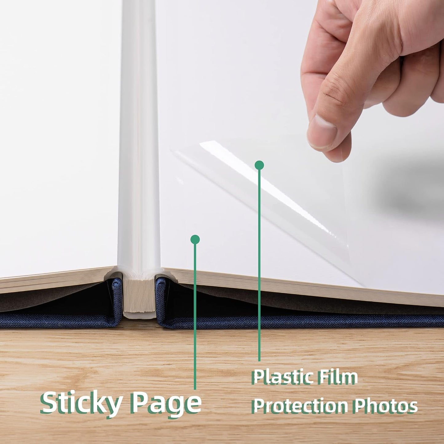 Large Photo Album Self Adhesive Scrapbook Album for 4×6 5×7 8×10 Pictures DIY Magnetic Linen Cover Album 60 Pages for Family Wedding Gifts with Metal Pen and Plastic Board