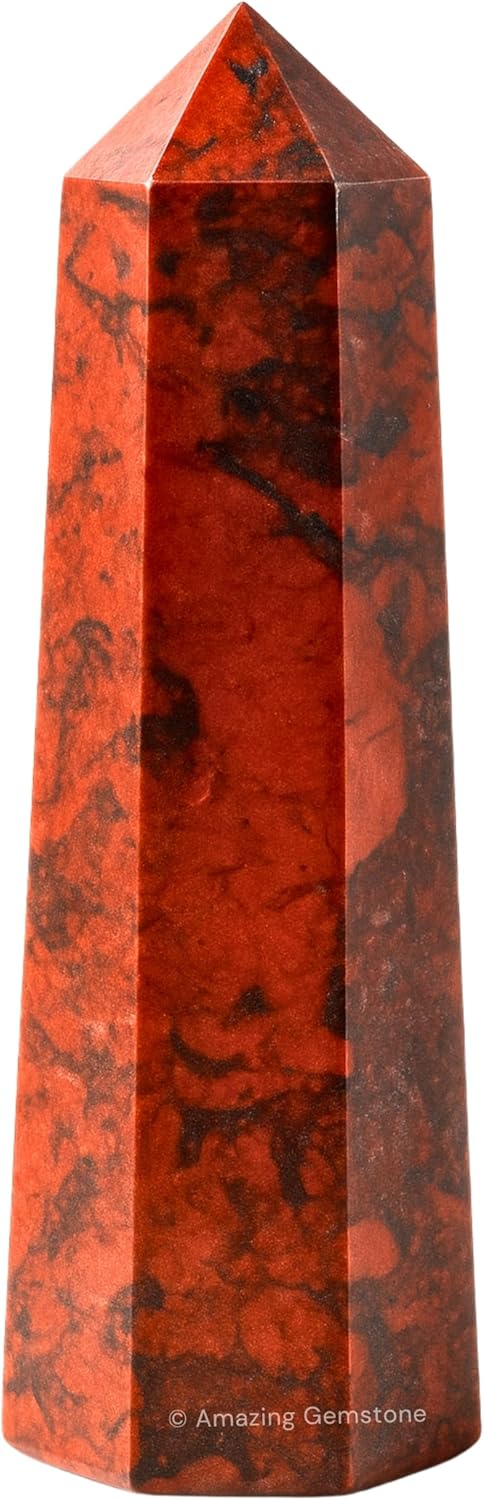 Amazing Gemstone Red Jasper Hematite Crystal Towers - Natural Healing Crystal Point Obelisk for Reiki Healing and Crystal Grid (2 Inch to 3 Inch)