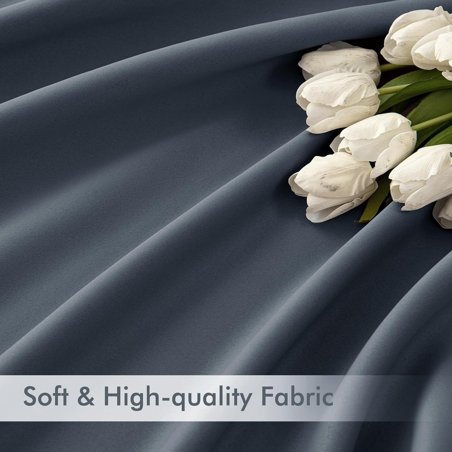 MIULEE Stone Blue Back Tab Blackout Curtains 90 Inches Long 2 Panels Set for Living Room Bedroom Privacy, Rod Pocket/Pinch Pleat Thermal Insulated Room Darkening Pleated Light Blocking Drapes