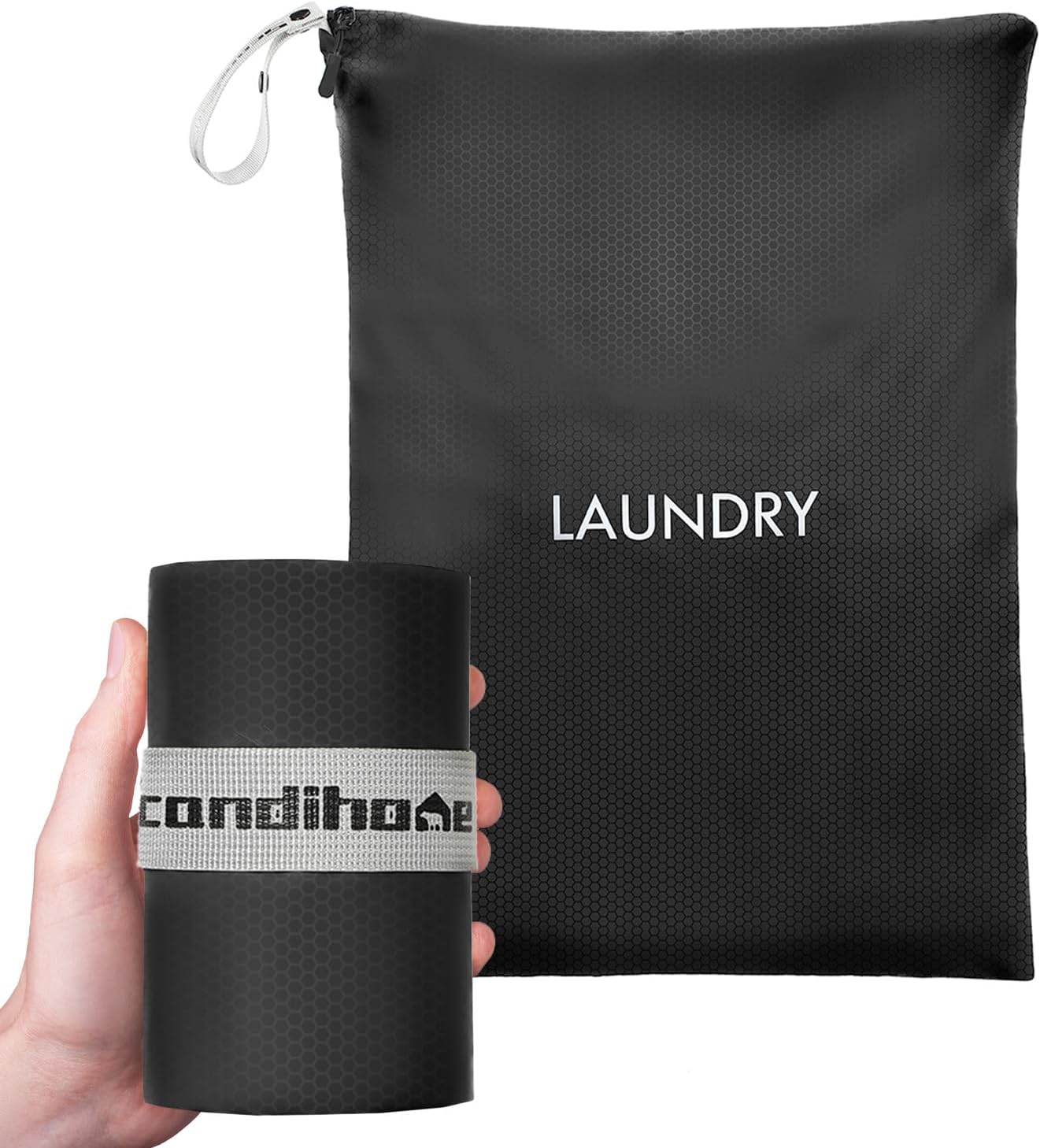 Travel Laundry Bag, Washable Dirty Clothes Travel Bag Waterproof Wet Dry Bags Reusable Camp Clothes Organizer for Sports Home College Dorm Laundromat (1 Pcs X-Large) Black