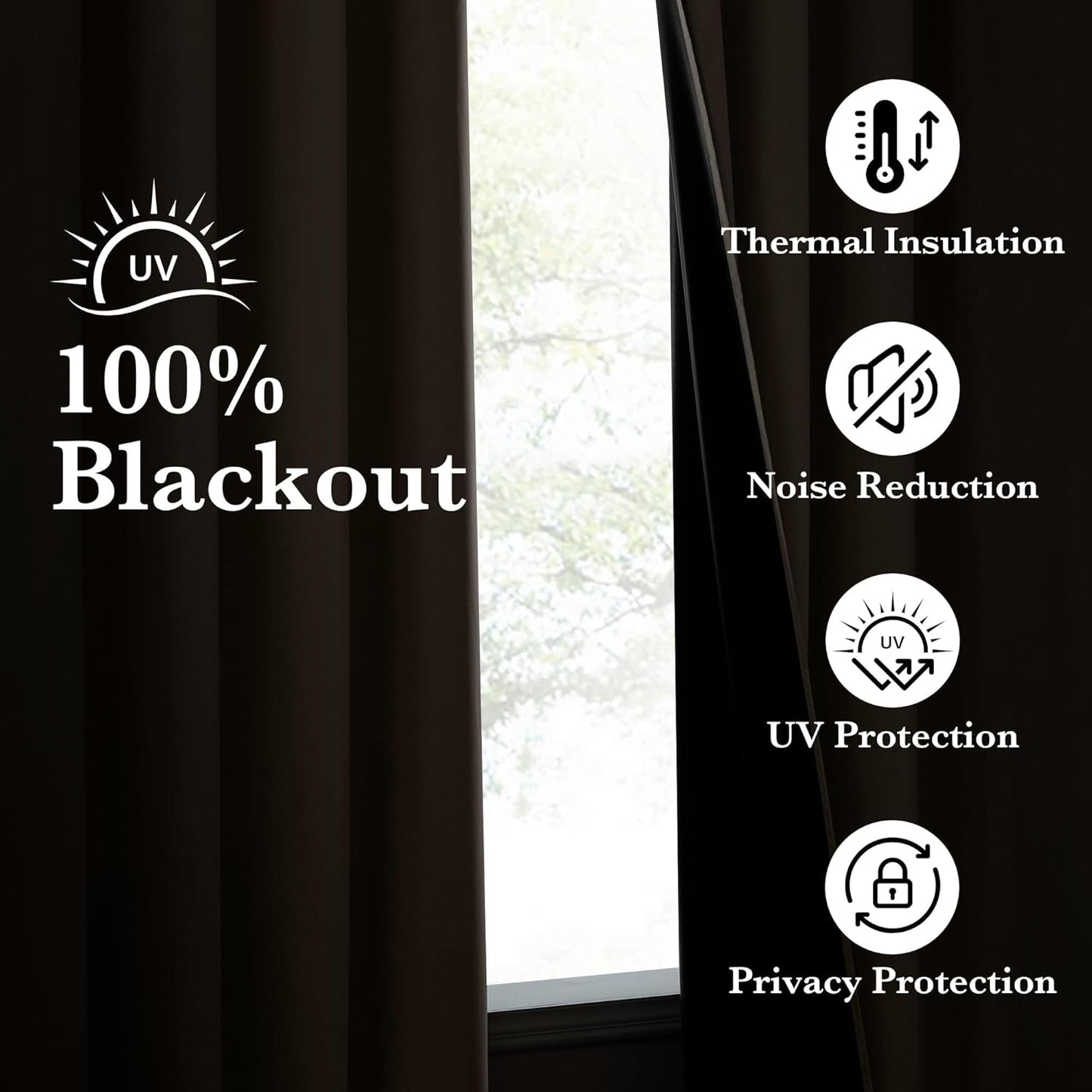 NICETOWN 100% Blackout Tan Curtains 96 inch Long, Grommet Thermal Insulated Portable Travel Blackout Window Treatment Easy to Install for Living Room/Bedroom, W52 x L96, 2 Panels