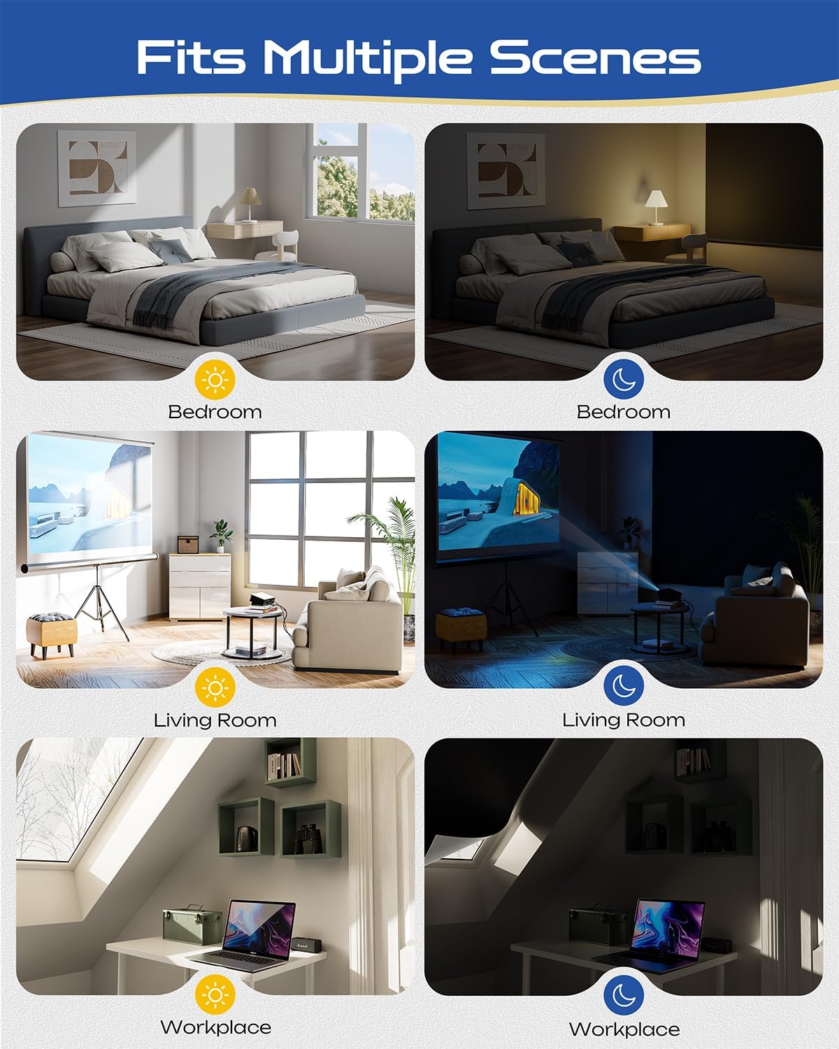 45" W x 72" L 100% Portable Blackout Curtains, Total Darkness No-Drill Black Out Window Cover,Temporary Blackout Shades with Hook & Loop Tape, for Bedroom, Nursery, Dorm, Travel (Black)