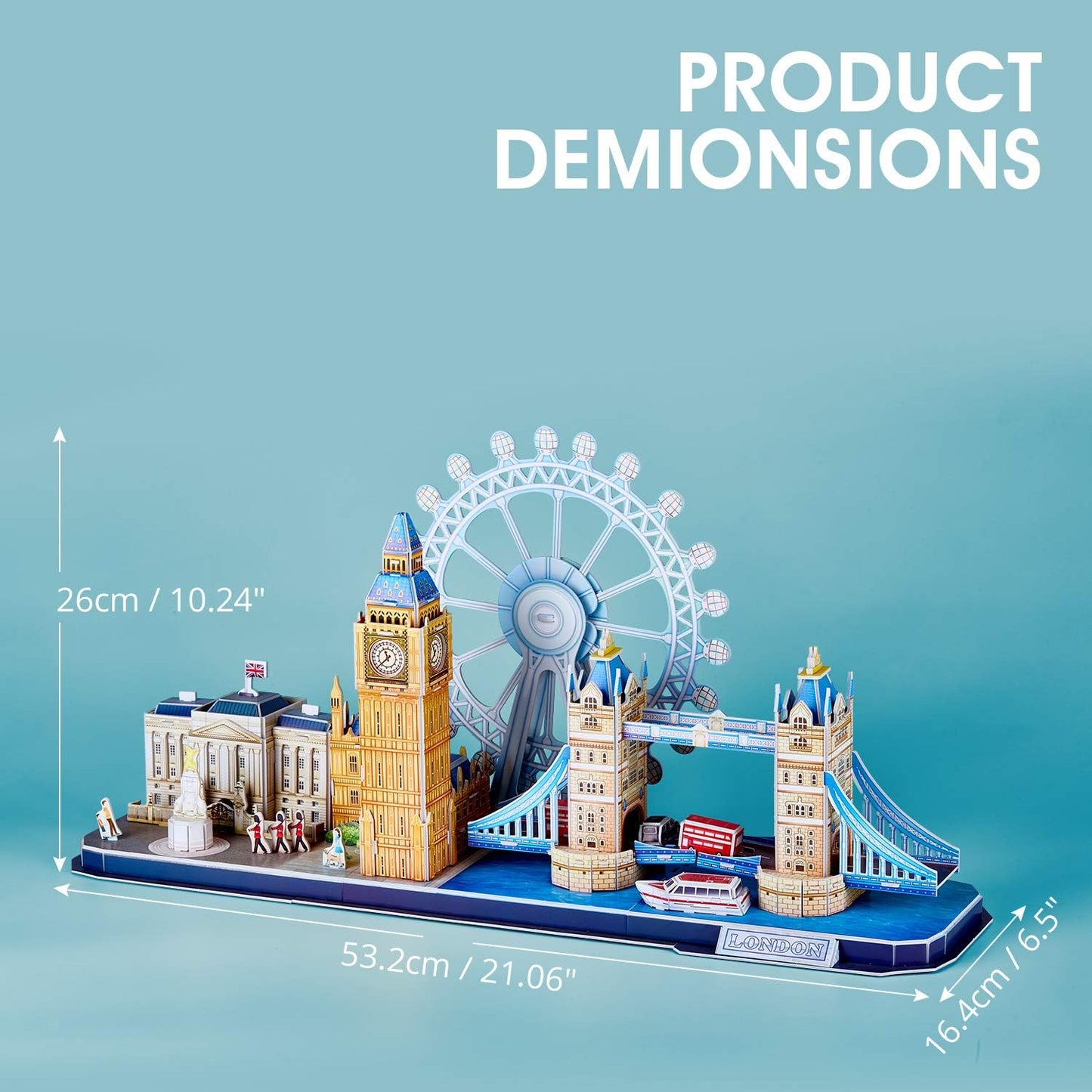 CubicFun 3D Puzzles for Adults London Cityline Puzzles for Gifts for Teenage Girls Architecture Building Gifts for Women Men, Tower Bridge, Big Ben, Buckingham Palace, The London Eye, 107 Pieces