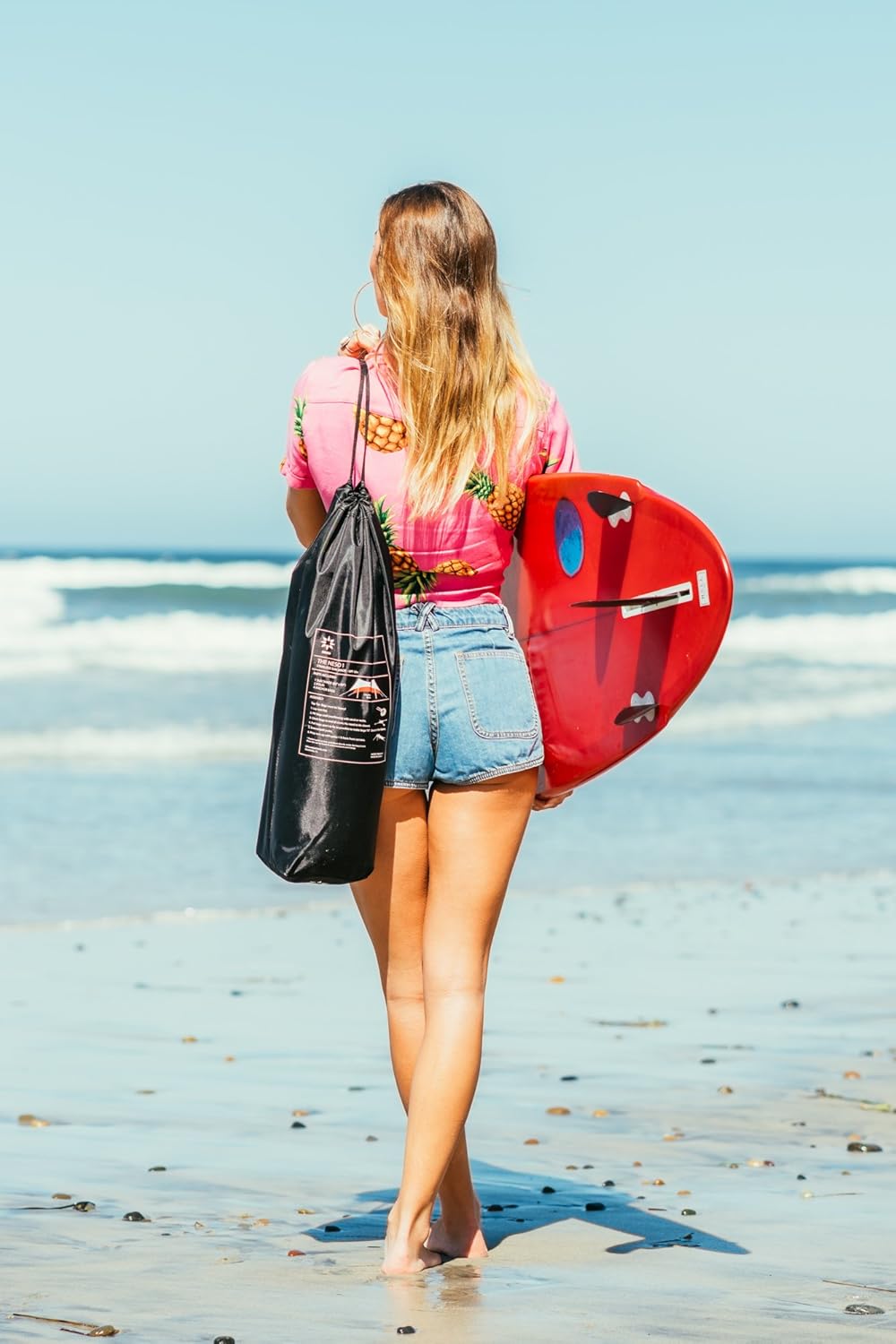 Neso Tents Beach Tent with Sand Anchor, Portable Canopy Sunshade - 7' x 7' - Patented Reinforced Corners (Red/White/Blue)