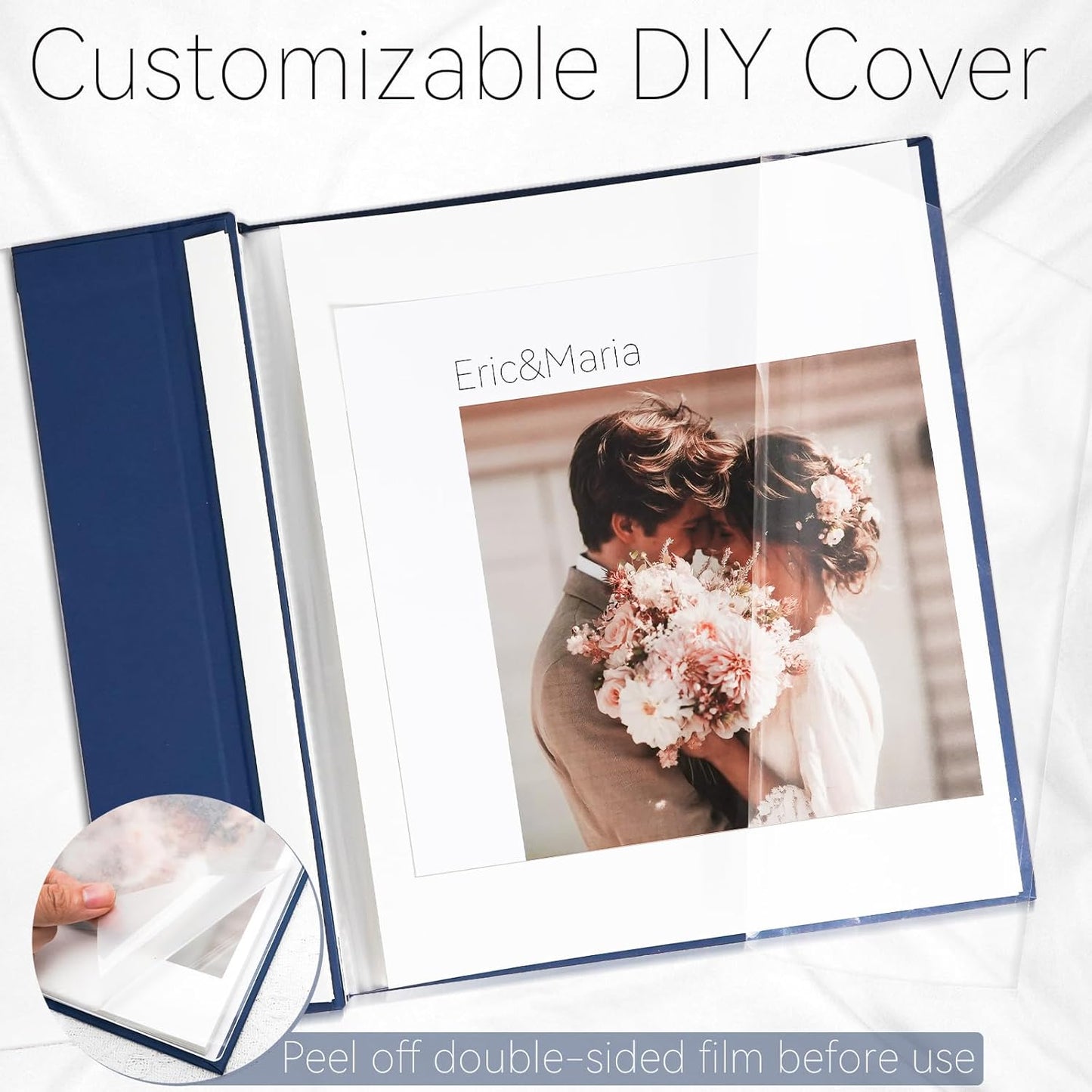 Vienrose Acrylic Cover Self Adhesive Photo Album for Small 4x6 5x7 8x10 Pictures Scrapbook Wedding Memory Book for Polariod Baby Bride Couples Kids School Family Travel 20 Sheets (40 Pages) Navy Blue