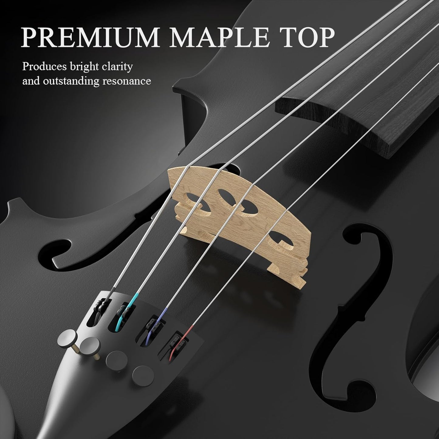 3/4 Violin Kit, Beginner Violin for Kids, Students, Complete Kids Violins Set with Case, Bow, Rosin, Ideal for Kids Violinss Beginner Ages 9-12, Black