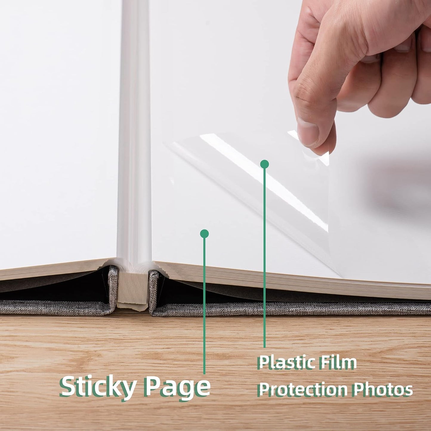 Large Photo Album Self Adhesive Scrapbook Album for 4×6 5×7 8×10 Pictures DIY Magnetic Linen Cover Album 60 Pages for Family Wedding Gifts with Metal Pen and Plastic Board