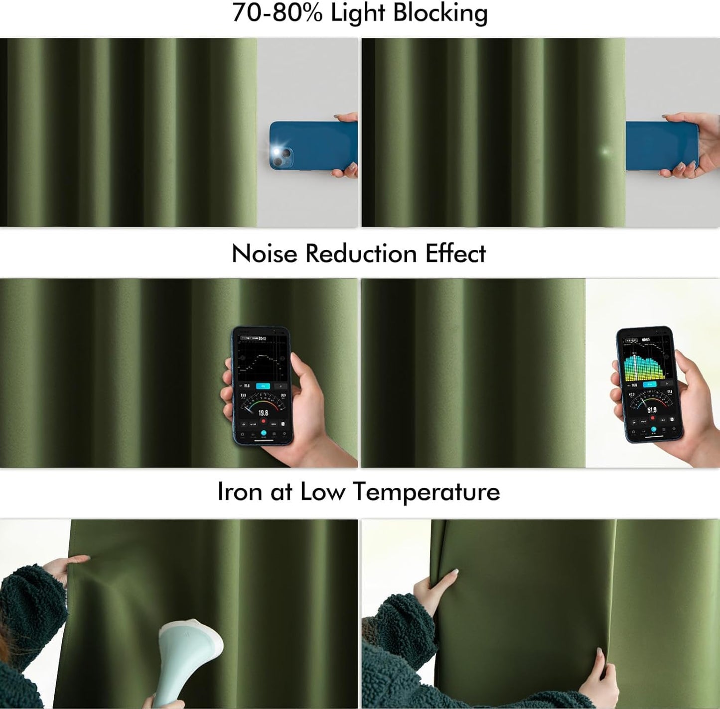 MIULEE Olive Green Back Tab Blackout Curtains 102 Inch Long 2 Panels Set for Bedroom, Rod Pocket/Pinch Pleated Thermal Insulated Living Room Darkening Light Blocking Floor to Ceiling Drapes