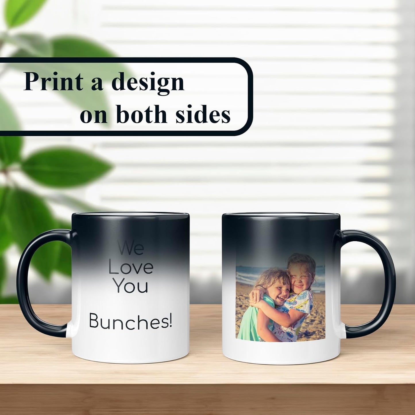 Personalized Coffee Mug, Magic Color Changing Photo Text 11 Oz Ceramic Mug, Customized Picture Name Tea Cup, Custom Fathers Day Mug, Taza Cafe Personalizadas Fotos, Gifts Women Men Mom, Black CC