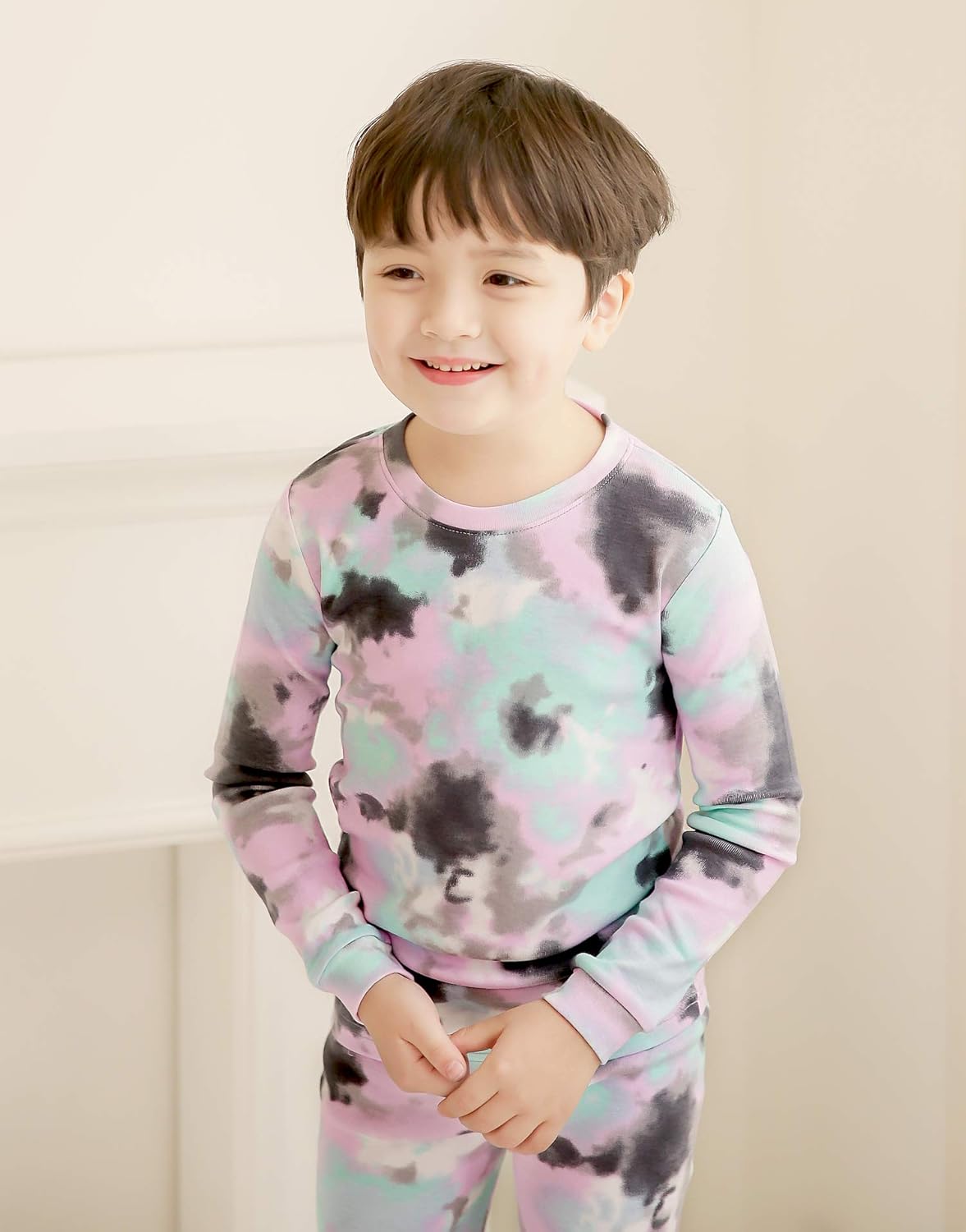 VAENAIT BABY 12M-12Y Toddler Kids Boys Girls 100% Cotton Marbling Tiedye Sung Fit Sleepwear Pajamas 2pcs Pjs Set