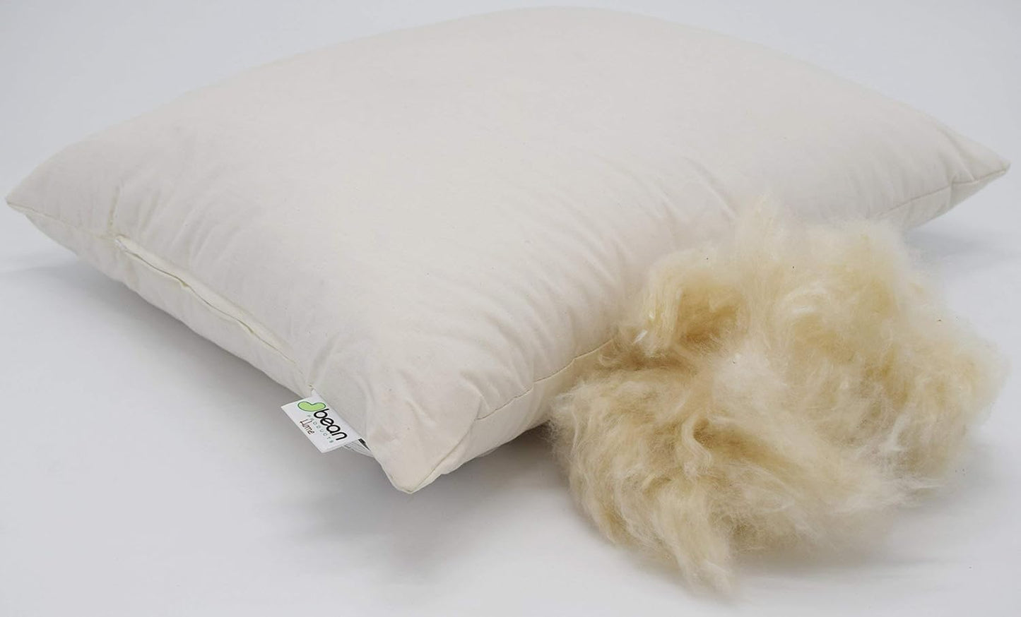 Bean Products King Organic Kapok Pillow + Natural Org Case - 20" x 36" - Organic Cotton Zippered Shell - Made in USA