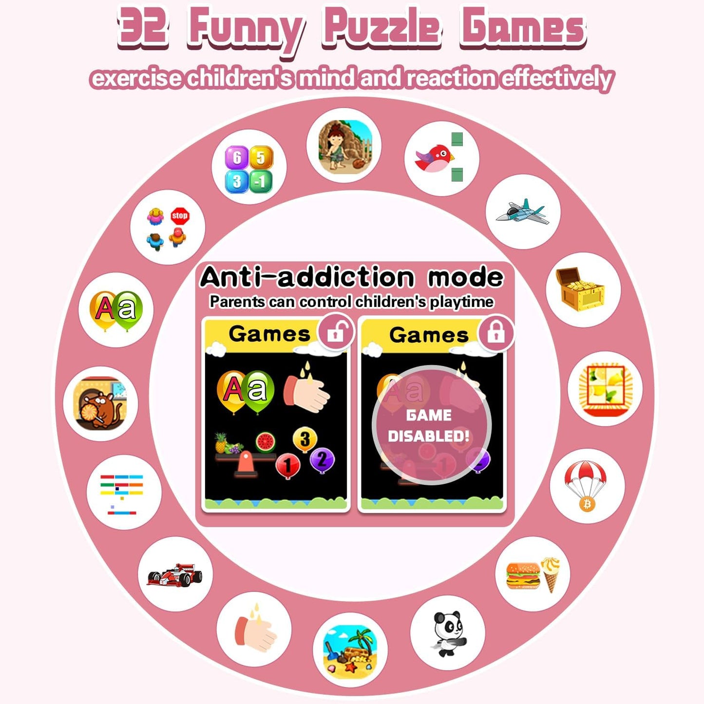 Waterproof Smart Watch for Kids Girls Age 5-12 with 32 Games, Dual Camera, Habit Tracking, Music Player, Video, HD Touchscreen Kids Smart Watch Birthday Gift Toy for 3-12 Year Old (Light Pink)