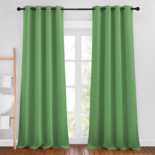 NICETOWN Forest Green Blackout Bedroom Curtains 96 inches Long, Grommet Thermal Insulated Room Darkening Window Treatments Sound Reducing for Living Room, W46 x L96, 2 Panels