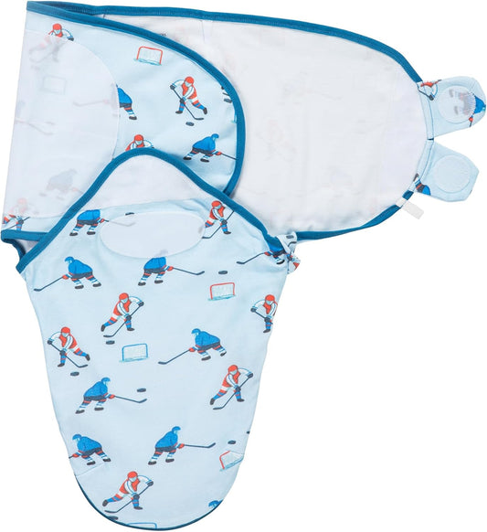 LollyBanks Baby Swaddle, 100% Organic Cotton Newborn Boy Swaddle Sack 3-6 Months, Newborn Baby Swaddle Blanket Wrap with Easy Change Zipper, Baby Registry Must Haves (Ice Hockey)