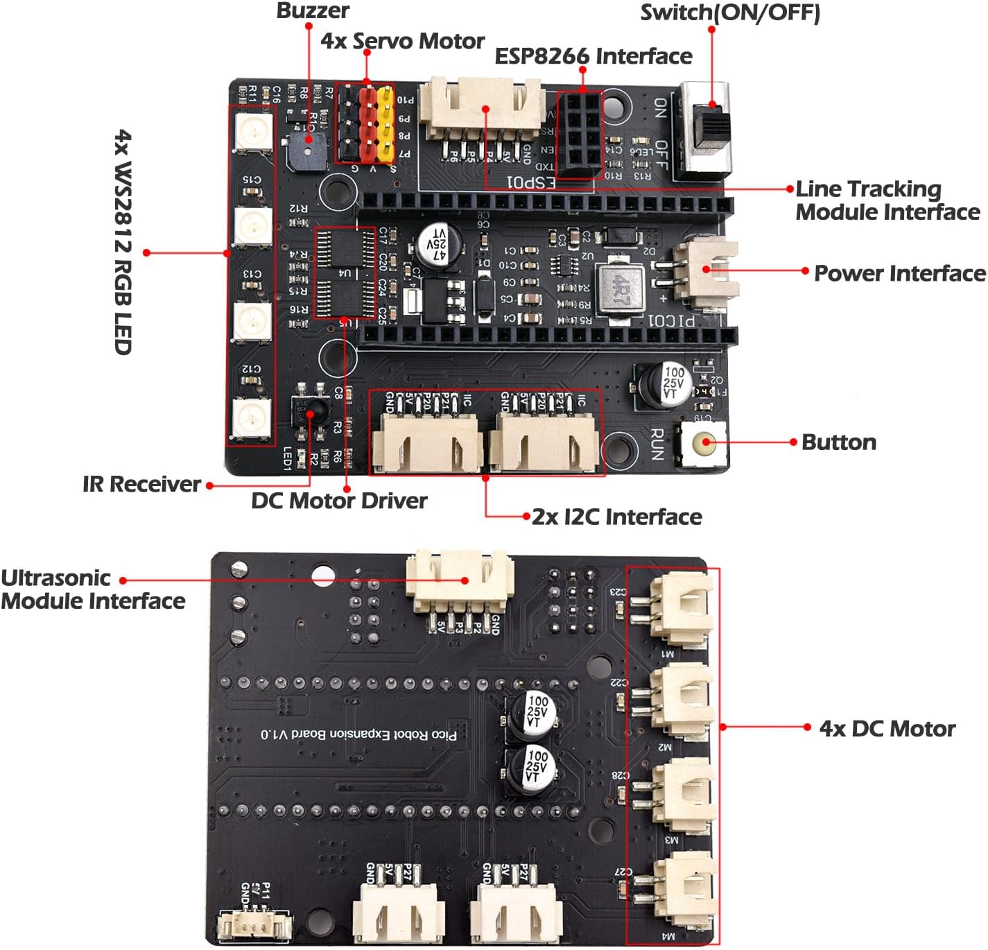Adeept 4WD Omni-Directional Mecanum Wheels Robotic Car Kit for ESP32-S3 | Banana Pi PicoW-S3 DIY STEM Remote Controlled Educational Robot Kit with LCD1602 Display, Python Code & PDF Tutorials
