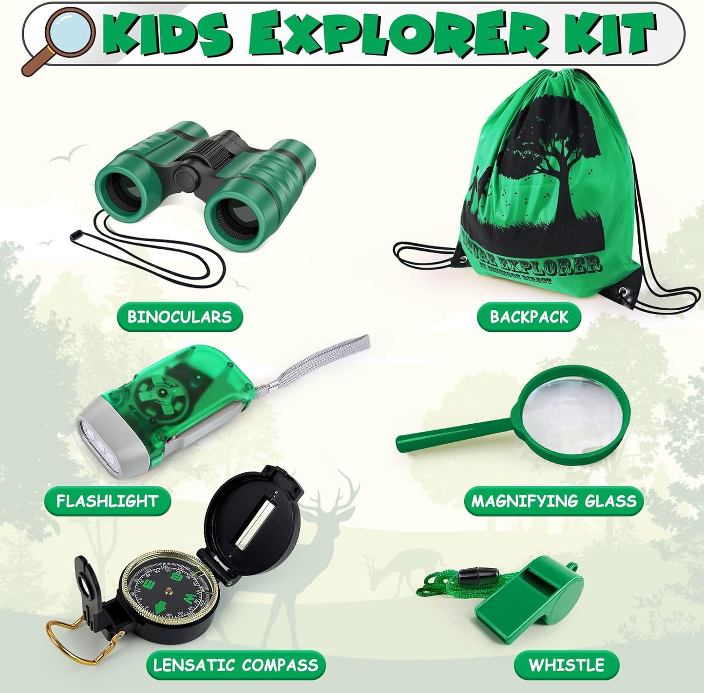 ESSENSON Kids Explorer Kit - Adventure Kit for Kids, Outdoor Explorer Kit with Binoculars, Summer Outdoor Toys for Kids Ages 4-8