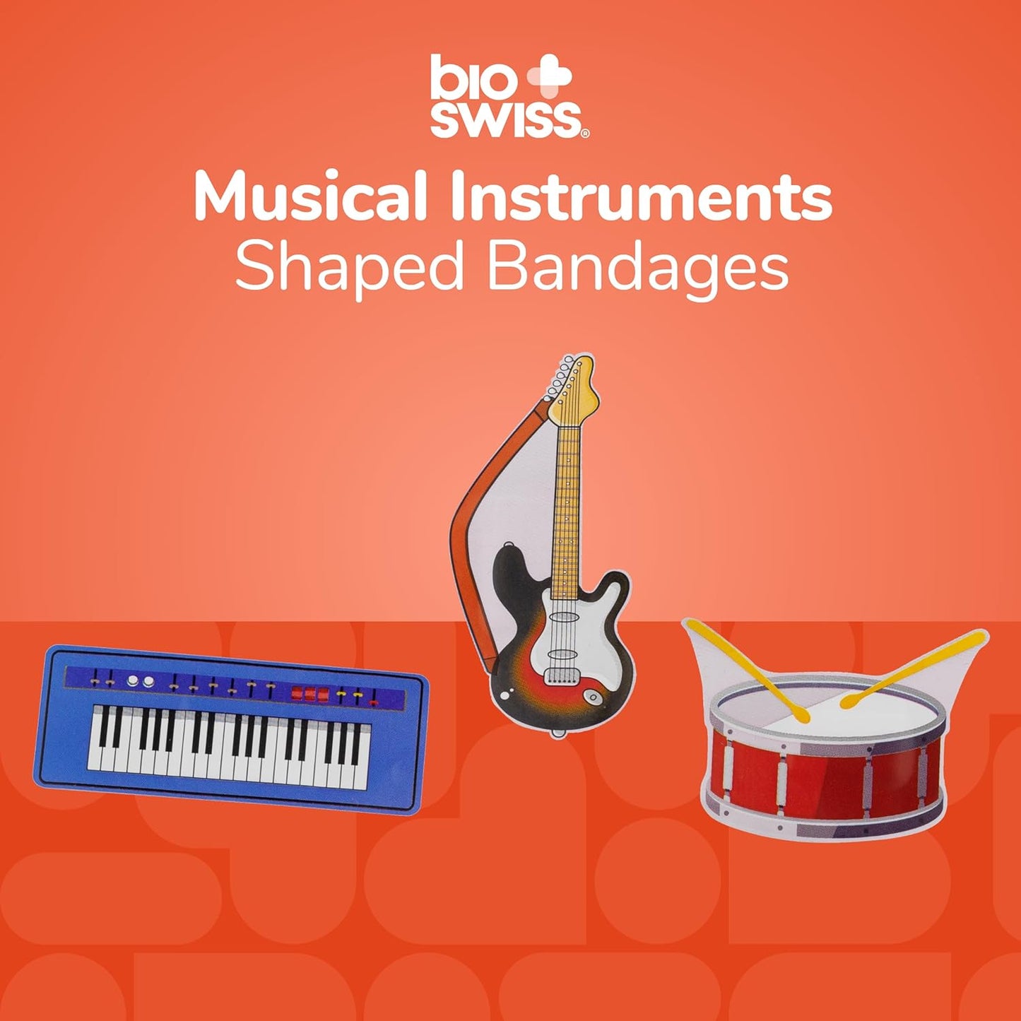 BioSwiss Bandages, Musical Instruments Shaped Self Adhesive Bandage, Latex Free Sterile Wound Care, Fun First Aid Kit Supplies for Kids and Adults, 24 Count