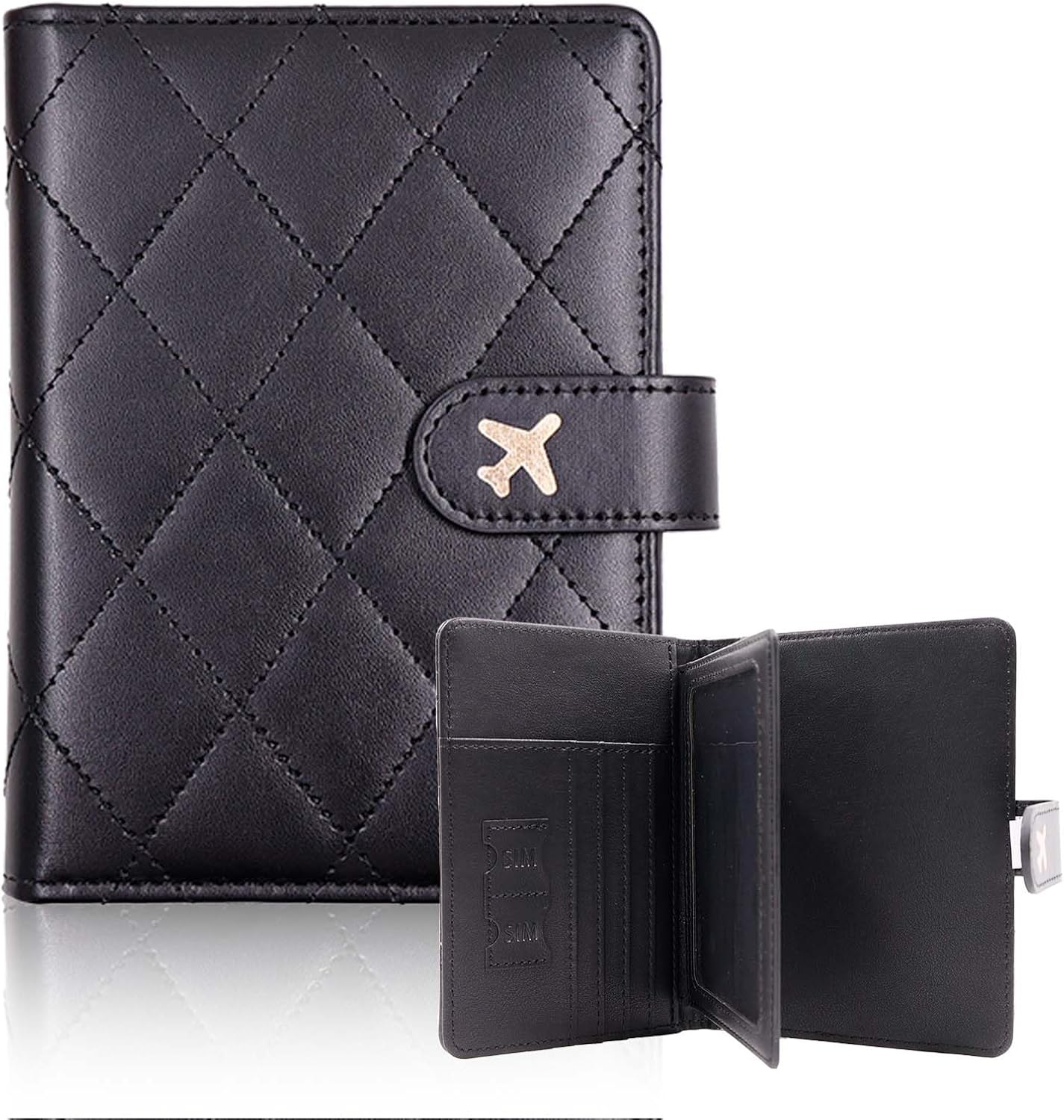 Melsbrinna Rfid Passport Holder for Travel women/Men, Cute Passport Wallet Rfid Blocking Card Slots, Rfid Passport Cover/CaseTravel Wallet, Passport Book Holder (1, LG BLACK)