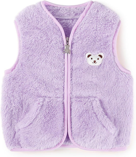 Baby Boys Girls Fleece Vest Zip Up Cute Bear Jackets Fuzzy Fall Winter Warm Clothes Newborn Outwear for Toddler Infant