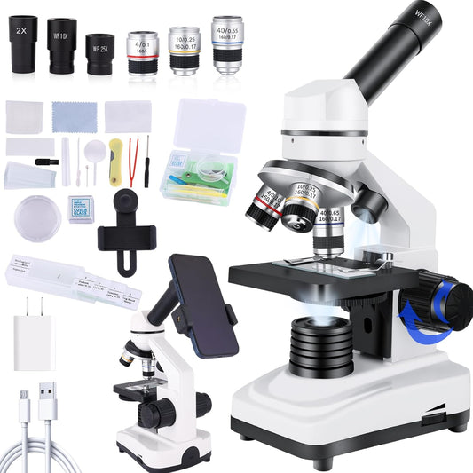 Microscope for Adults 40x-2000x Compound Microscope with Dual LED Illumination for School, Home, Lab, Beginners