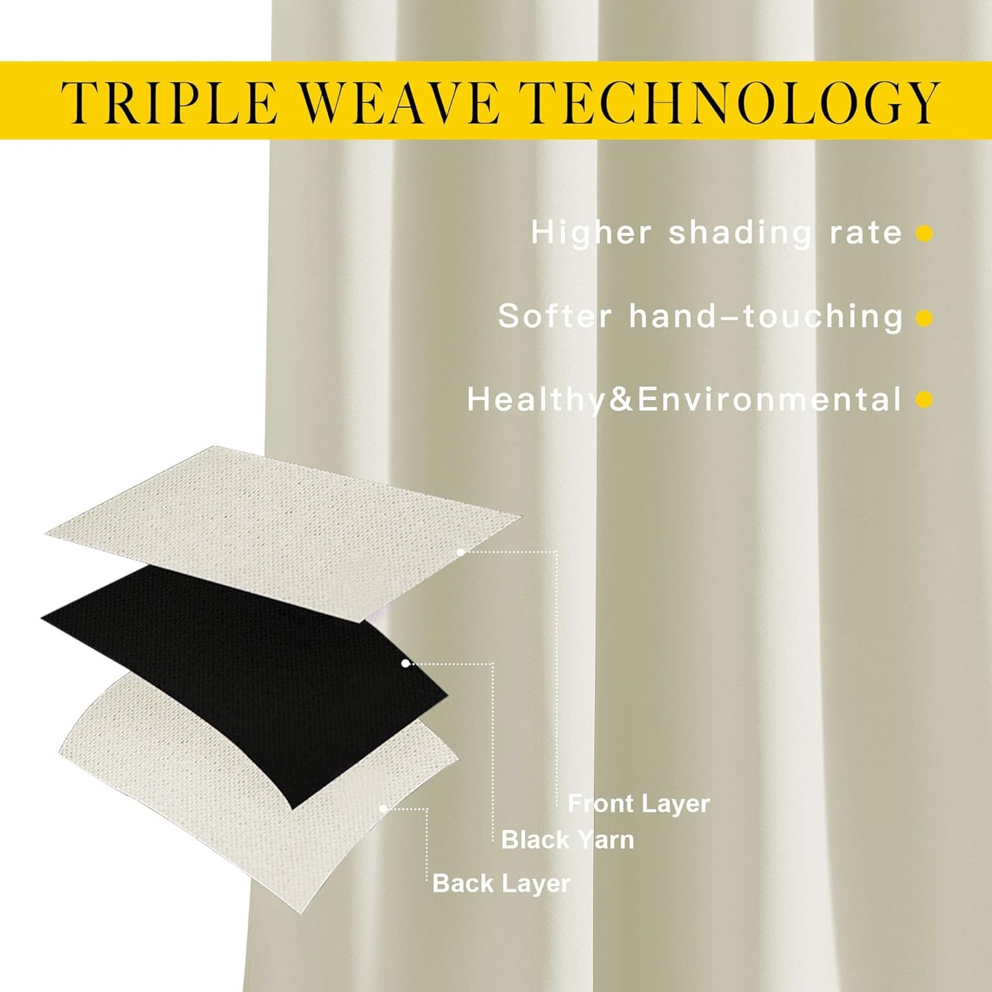 NICETOWN Room Darkening Curtains 108 inch Length - Grommet Thermal Insulated Window Treatments Solid Panels for Living Room/Bedroom/Villa, W52 x L108, 1 Pair, Beige