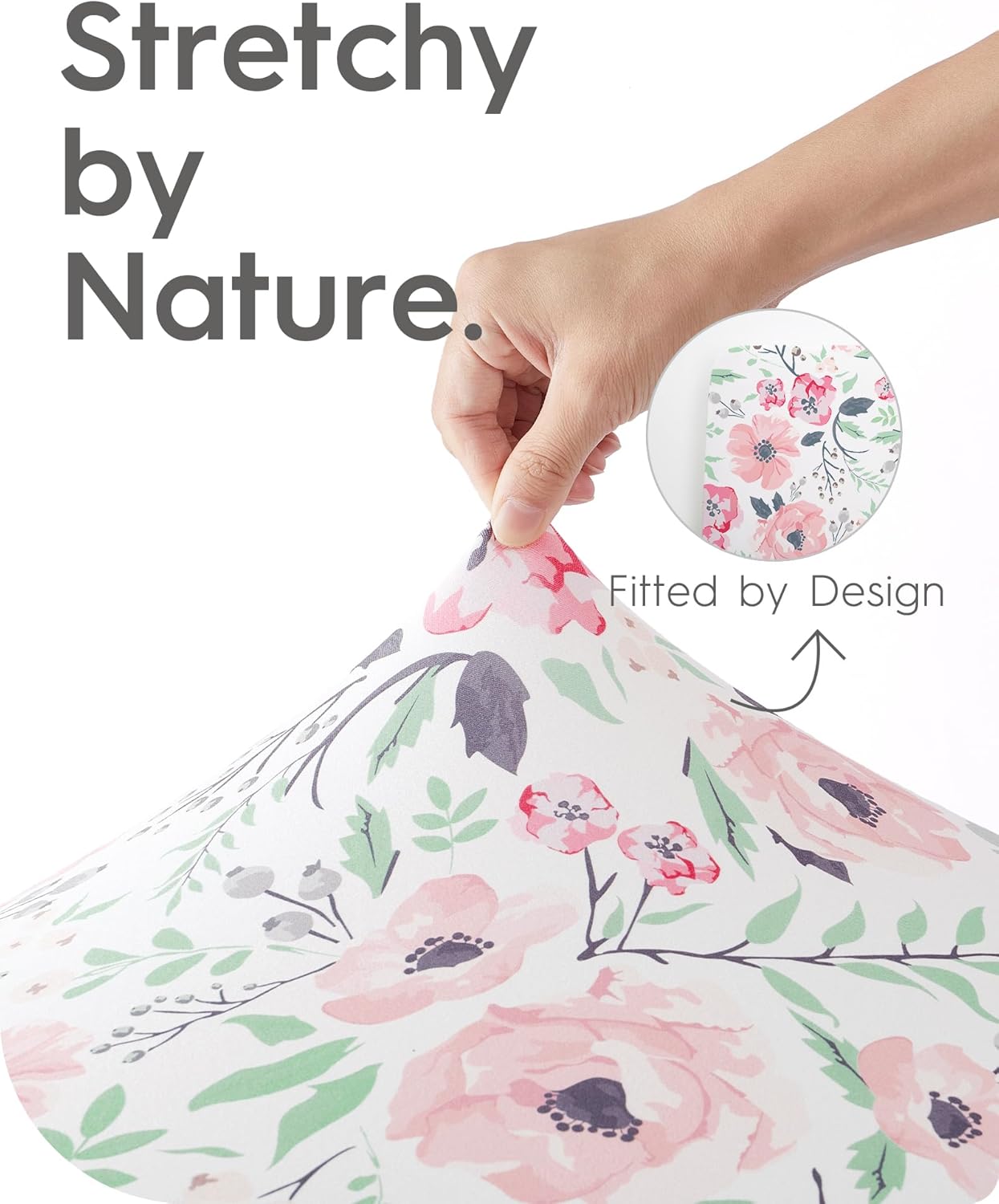 Baby Crib Sheets Girl, TotBasic Premium Soft Crib Mattress Sheet, Ultra Breathable Floral Crib Sheet Fitted, Super Stretchy Jersey Cotton Crib 28" x52‘’x9'' Extra Deep Pocket