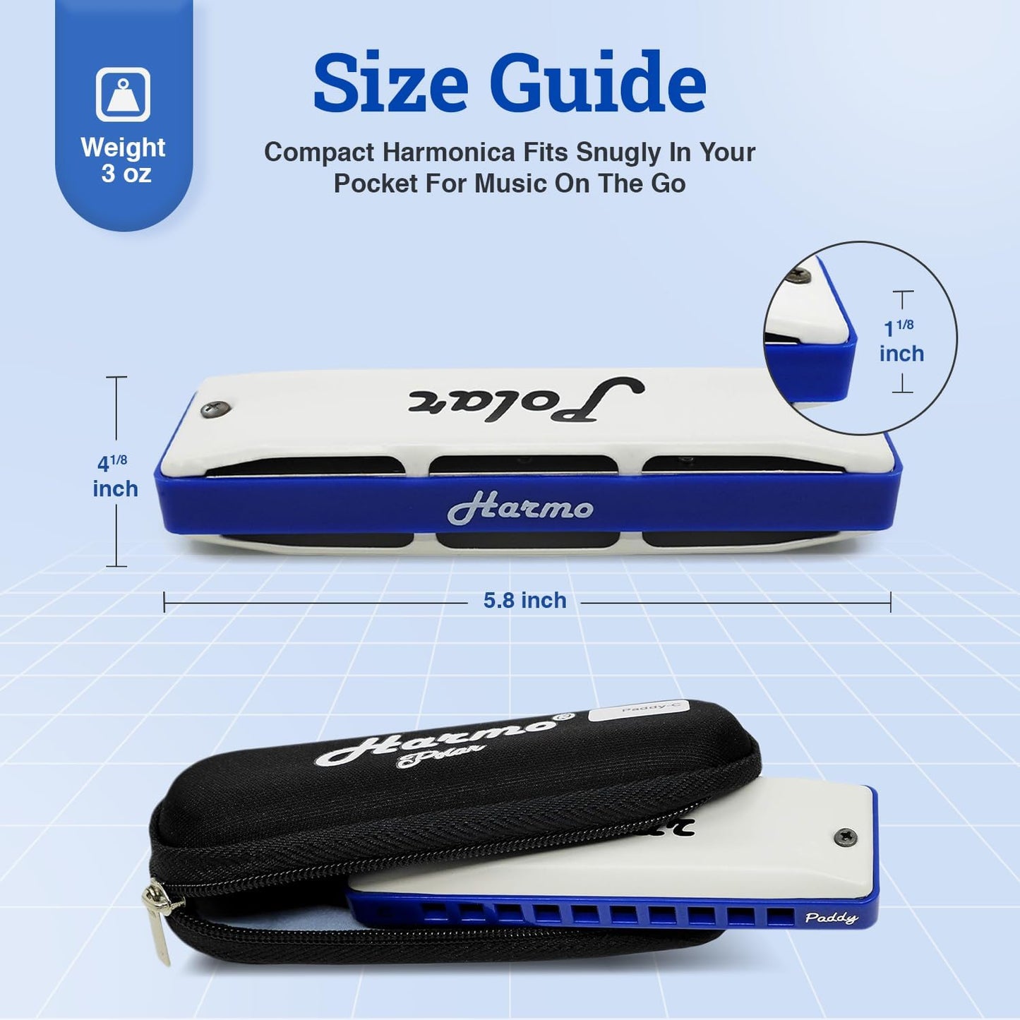 Harmo Polar Diatonic Harmonica Key of C, Paddy Richter Tuning - Specialized for Irish, Bluegrass, Celtic, and Folk Music, Mouth Organ With Case, Harmonica for Kids, Adults, Beginners & Professionals