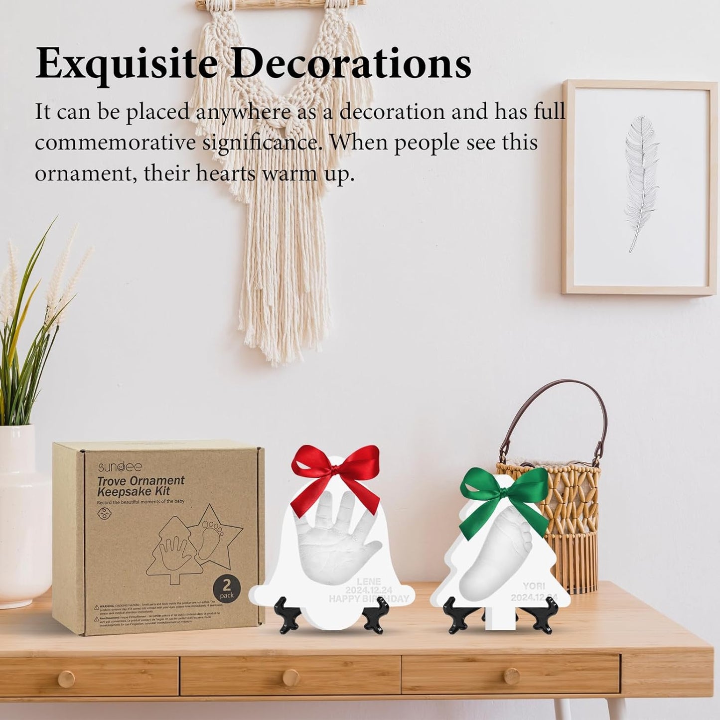 Baby Hand & Footprint Keepsake Kit - Personalized Handprint Footprint Ornament for Newborn Babies, New Mom Gifts, Baby Shower & Registry, Nursery Picture Frame, Pet Paw Print Ornament