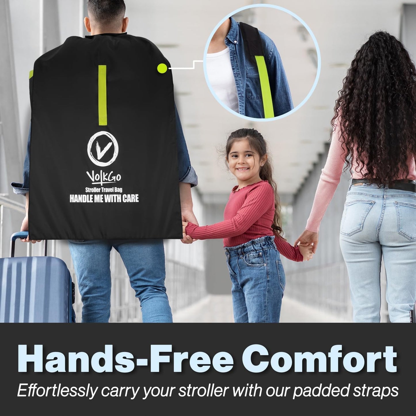 V VOLKGO Stroller Bag for Airplane, Large Cover for Airtravel, Jogger & Umbrella Stroller Cover for Travel - Fits Most Sizes, Gate Check Bag, Heavy Duty Durable Infant carrier covers for Air Travel