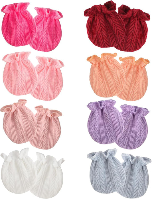 Newborn Baby Mittens No Scratch Cotton Elastic Wrist Gloves Infant Toddler Mittens for Baby Boy Girl 0-6 Months