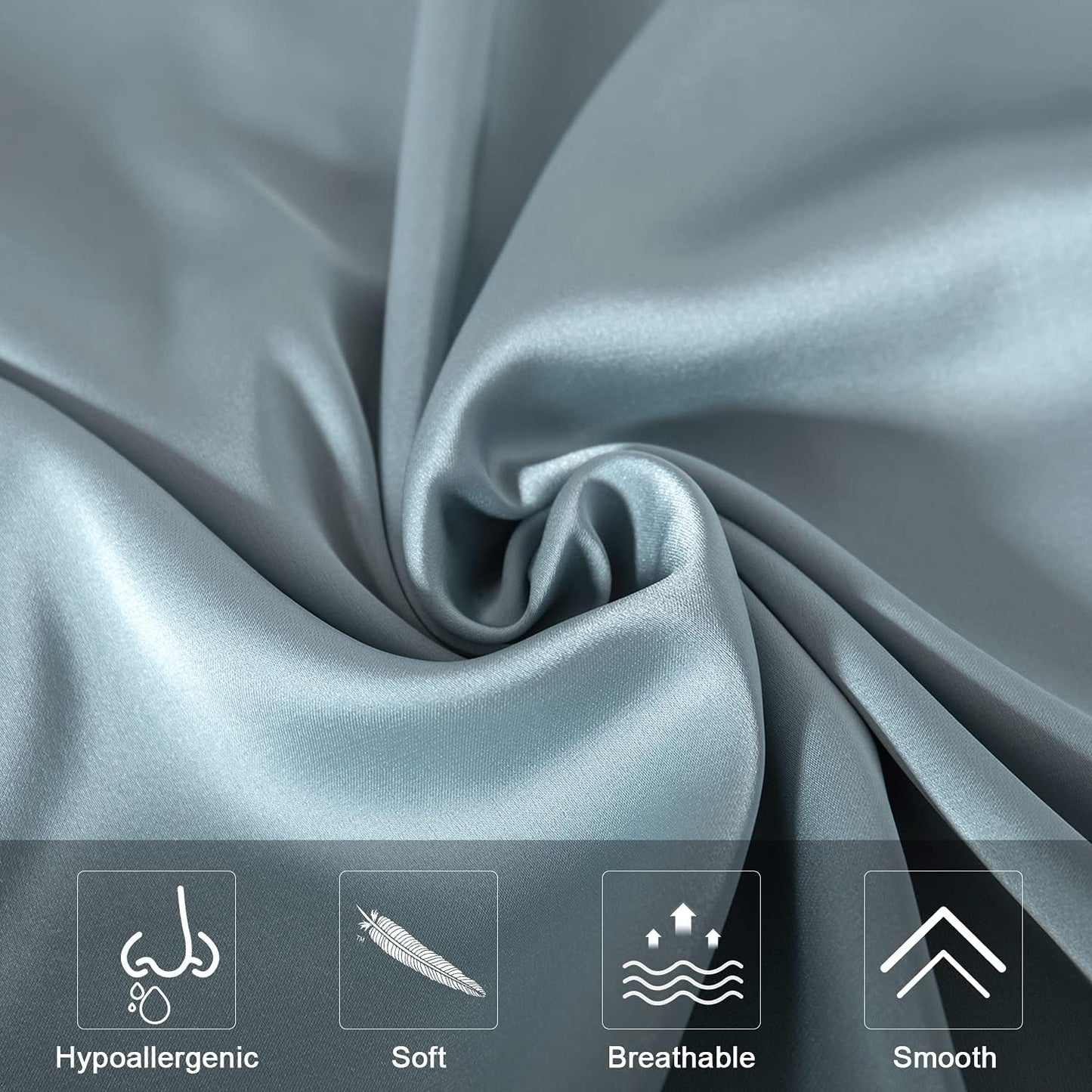 Mulberry Silk Pillowcase for Hair and Skin,Standard Size Cooling Silk Pillow Case with Hidden Zipper,Allergen Proof Dual Sides Soft Breathable Smooth Silk Pillow Cover for Women(King,Aqua Blue)